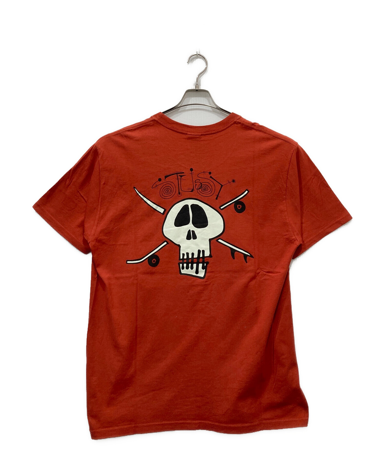 古着 STUSSY 半袖 サーフスカル T 赤青 紺タグ 90年代 USA製 M 【公式 