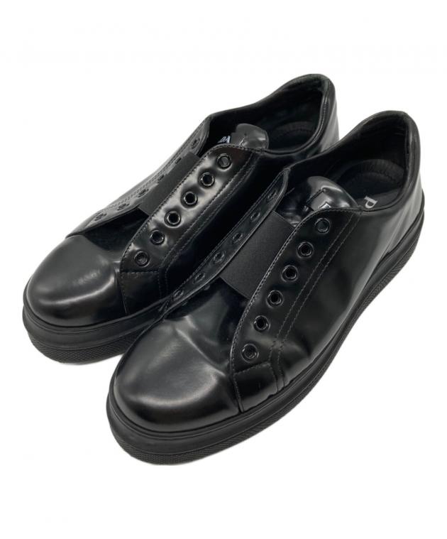 中古・古着通販】PRADA (プラダ) エナメルスニーカー ブラック サイズ
