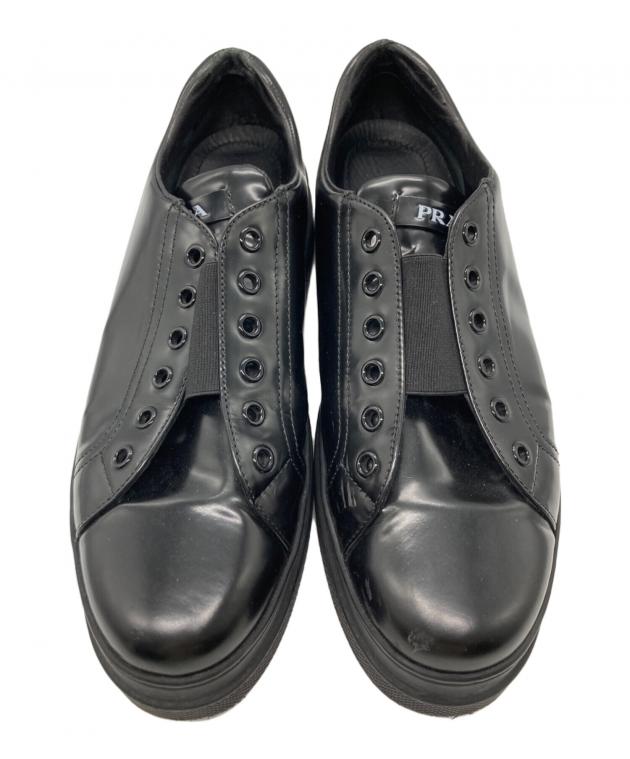 中古・古着通販】PRADA (プラダ) エナメルスニーカー ブラック サイズ