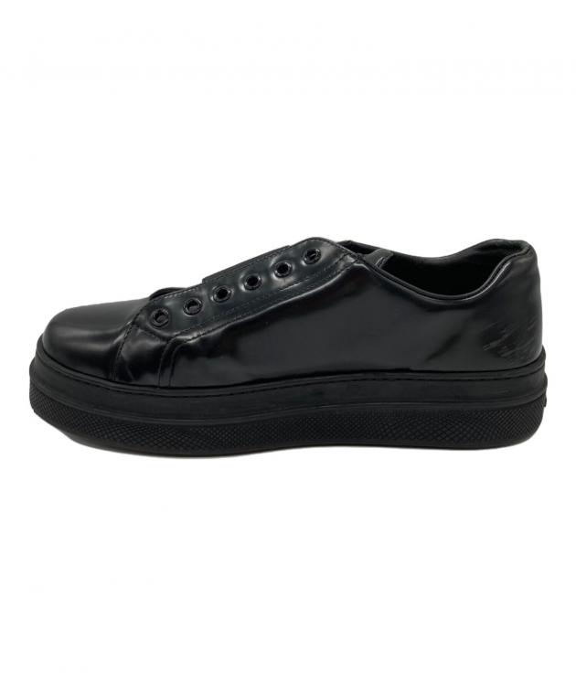 中古・古着通販】PRADA (プラダ) エナメルスニーカー ブラック サイズ
