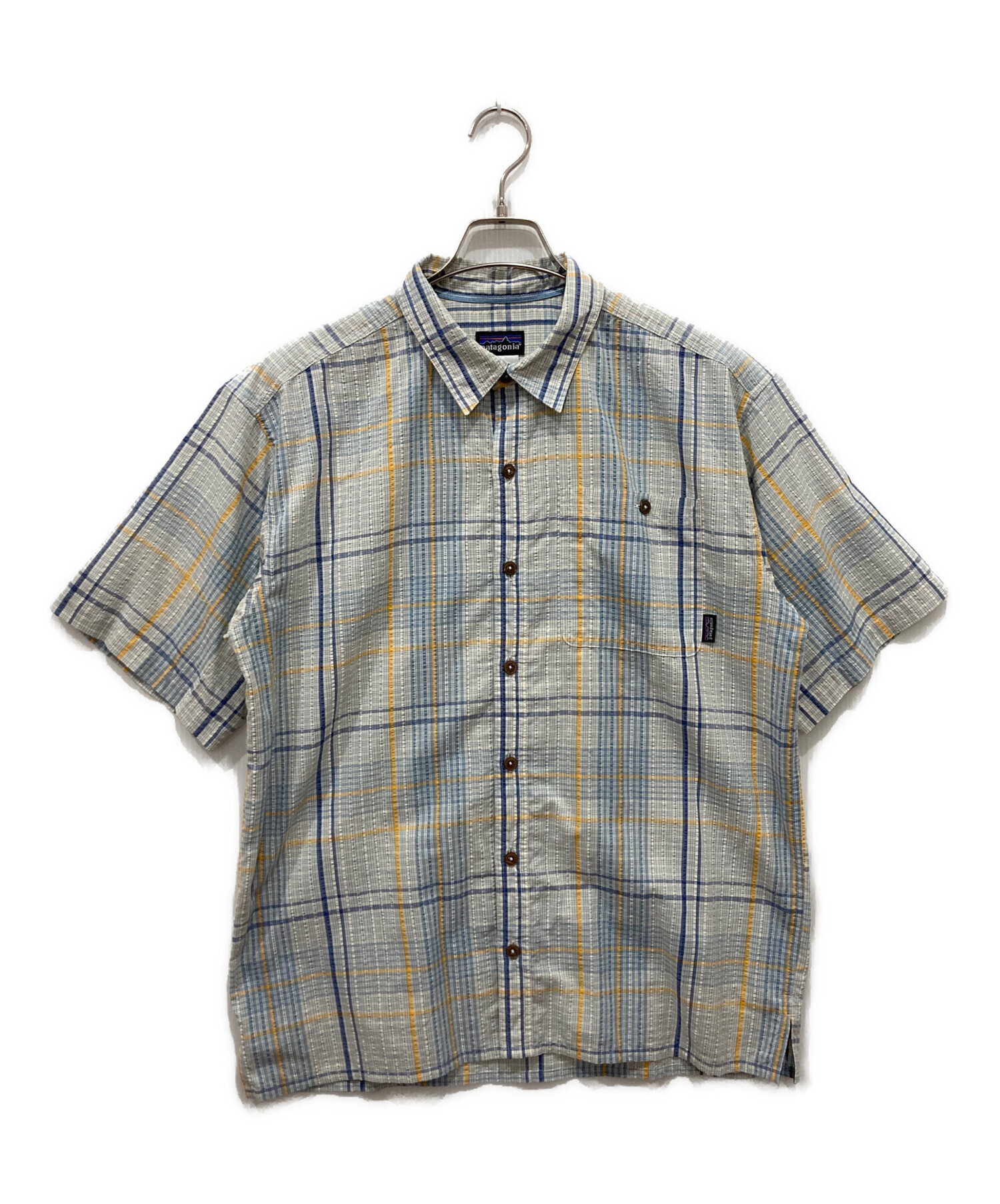 ハ*ー様 6287/Patagoniaパタゴニア チェック柄 アウトドア半袖シャ 中古・古着通販】Patagonia (パタゴニア) 半袖チェックシャツ ブルー