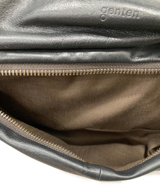 中古・古着通販】genten (ゲンテン) レザーショルダーバッグ ブラック