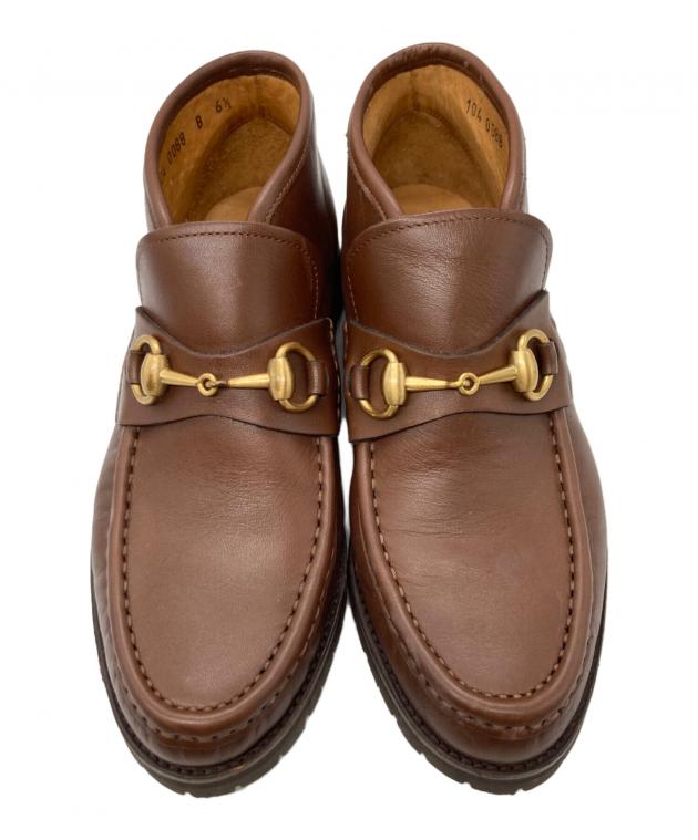 GUCCI海外大人気モデル！ブラウン　 ユニセックス可能サイズ♪現状販売付属なし 中古・古着通販】GUCCI (グッチ) ホースビッモカシンブーツ ブラウン