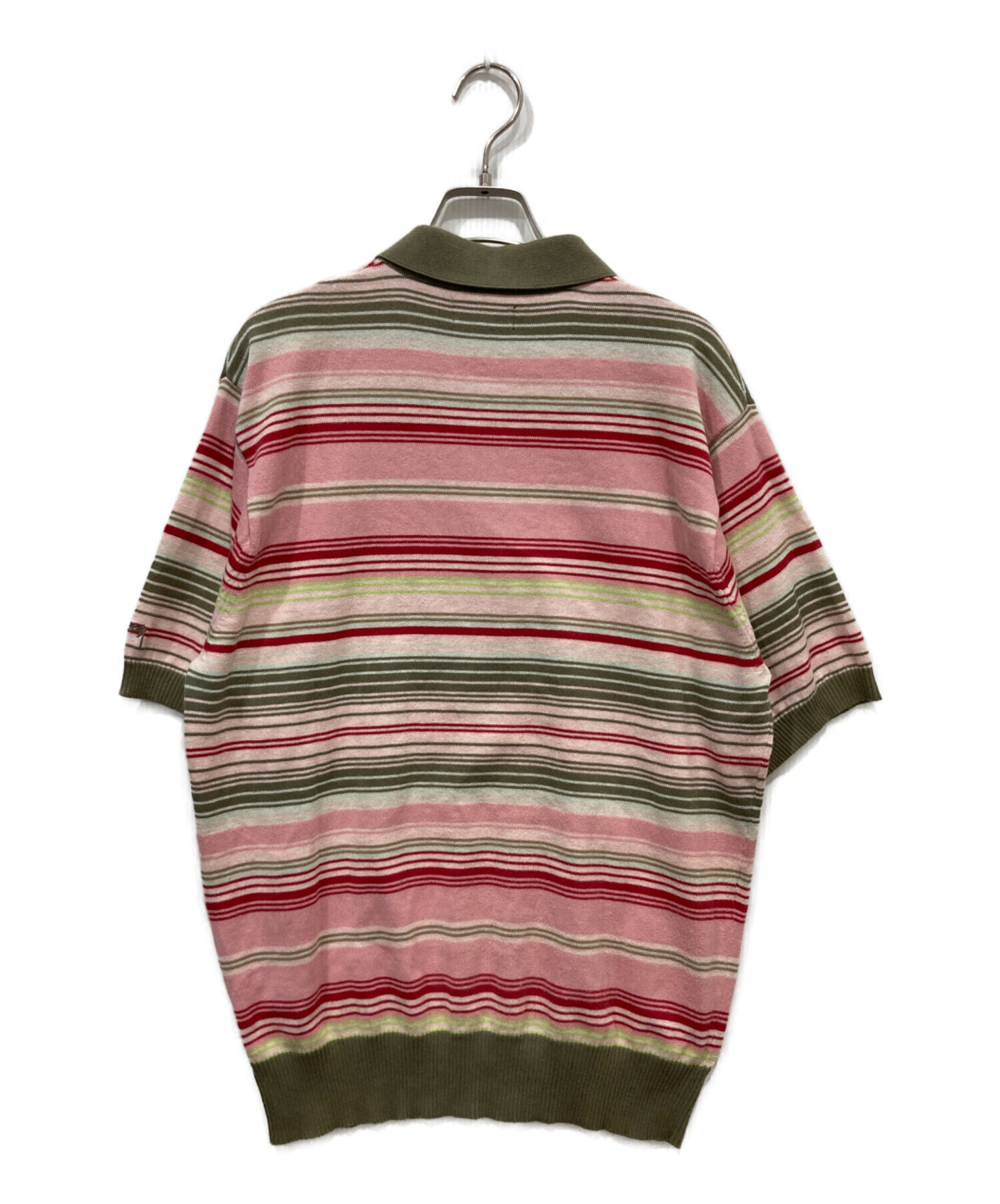 中古・古着通販】stussy (ステューシー) Knit Stripe Polo ピンク