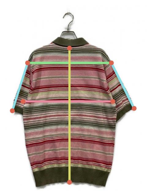 中古・古着通販】stussy (ステューシー) Knit Stripe Polo ピンク