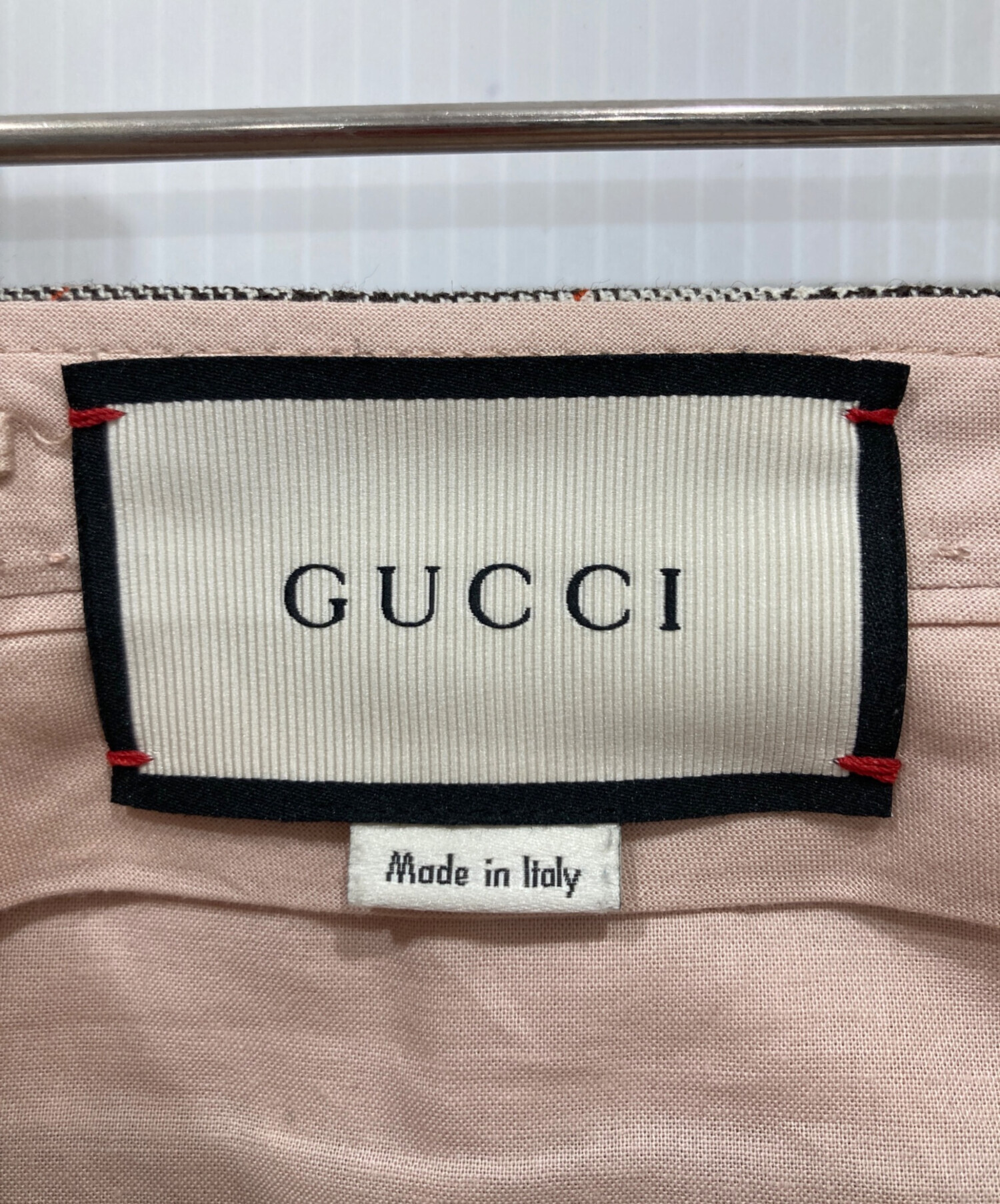 中古・古着通販】GUCCI (グッチ) チェックスラックス グレー サイズ:38