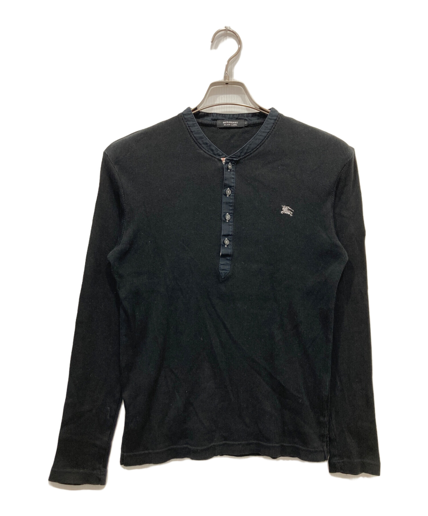 バーバリーブラックレーベル ヘンリーネックTシャツ サイズ2(M)新品タグ付き 中古・古着通販】BURBERRY BLACK LABEL (バーバリーブラックレーベル