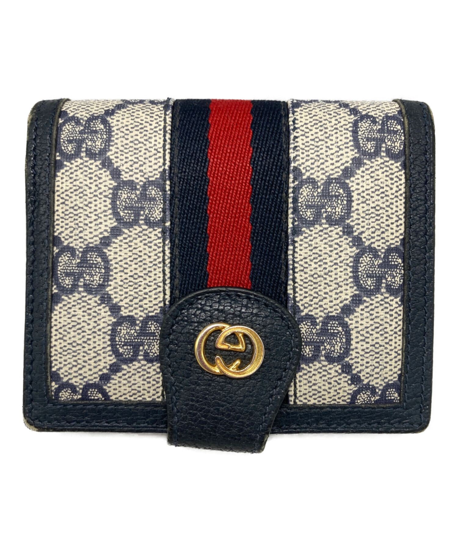 中古・古着通販】GUCCI (グッチ) マイクロGG2つ折り財布 ネイビー