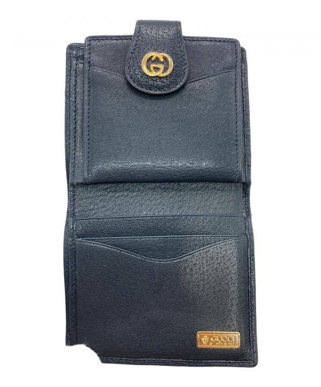 中古・古着通販】GUCCI (グッチ) マイクロGG2つ折り財布 ネイビー