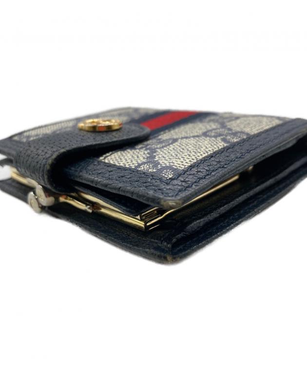 中古・古着通販】GUCCI (グッチ) マイクロGG2つ折り財布 ネイビー