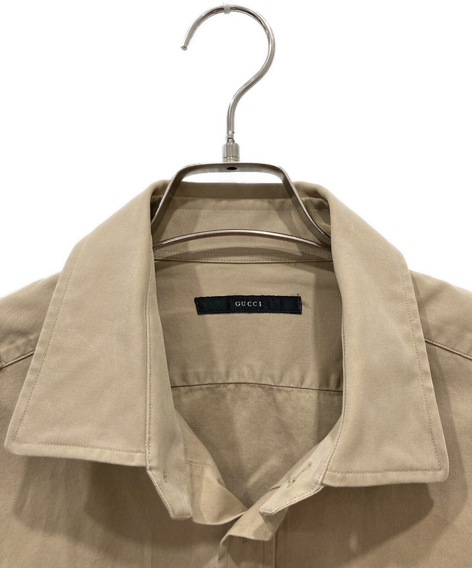 中古・古着通販】GUCCI (グッチ) ミリタリーシャツ ベージュ サイズ:42 