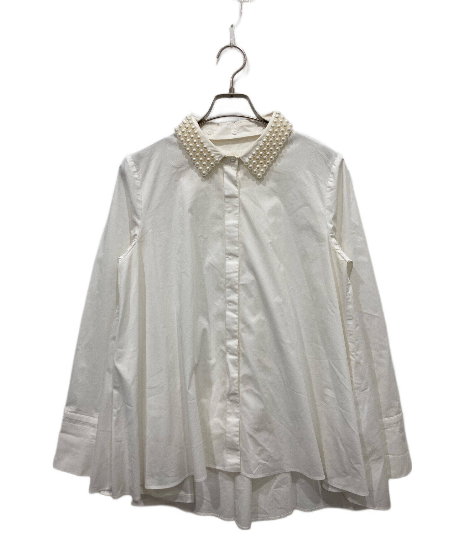 中古・古着通販】JENNE (ジェンヌ) パール付シャツ ホワイト サイズ:L