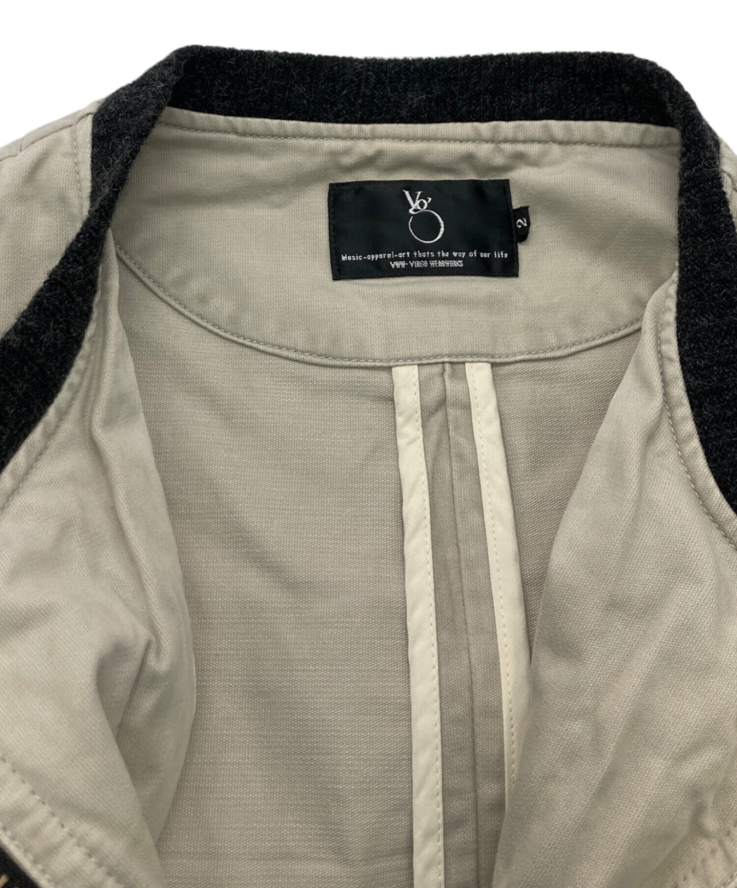 virgo ヴァルゴ　ノーカラージャケット　ベージュ 中古・古着通販】VIRGO WearWorks (ヴァルゴウェアワークス) ジップ
