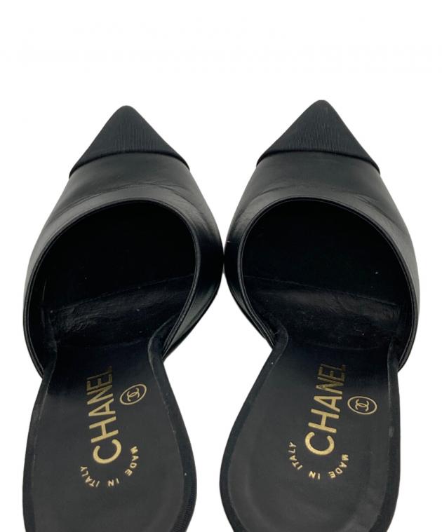 中古・古着通販】CHANEL (シャネル) パールヒール ミュール ブラック