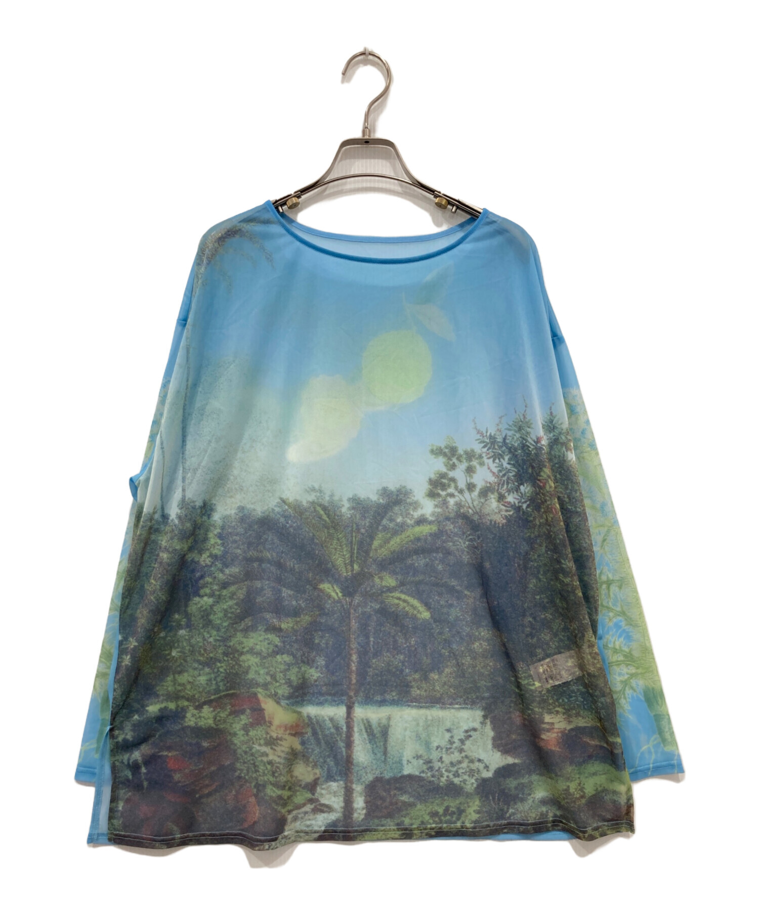 トップス Ameri ILLUSTRATION PRINT SHEER TOP 中古・古着通販】Ameri (アメリ) ILLUSTRATION PRINT SHEER TOP ブルー