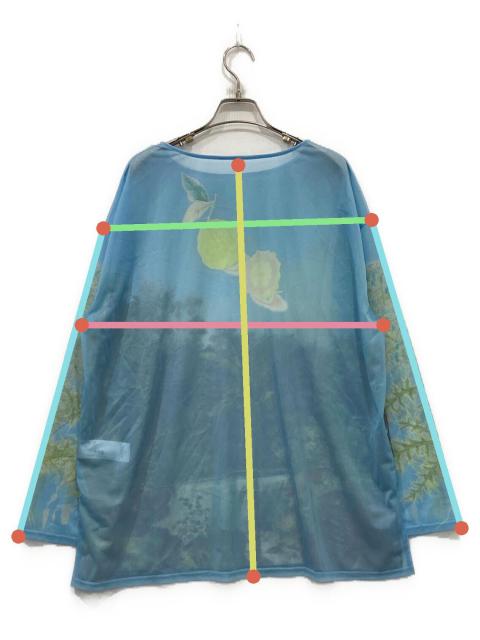 中古・古着通販】Ameri (アメリ) ILLUSTRATION PRINT SHEER TOP ブルー