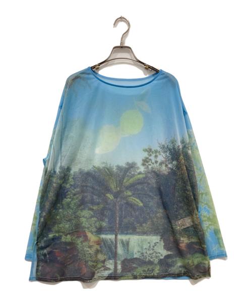 中古・古着通販】Ameri (アメリ) ILLUSTRATION PRINT SHEER TOP ブルー