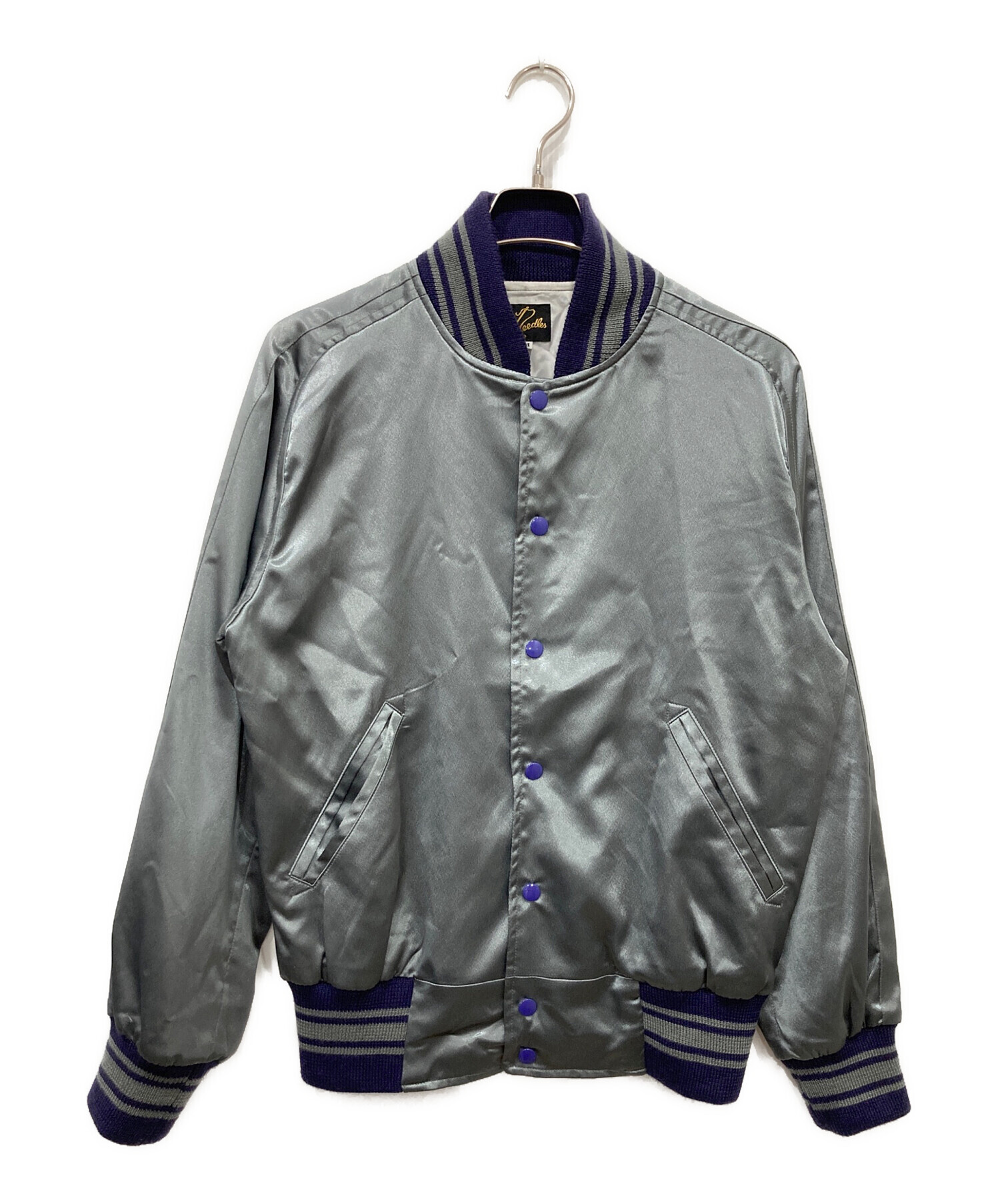 NEEDLES AWARD JACKET M スタジャン 中古・古着通販】Needles (ニードルズ) SATIN AWARD JACKET グレー