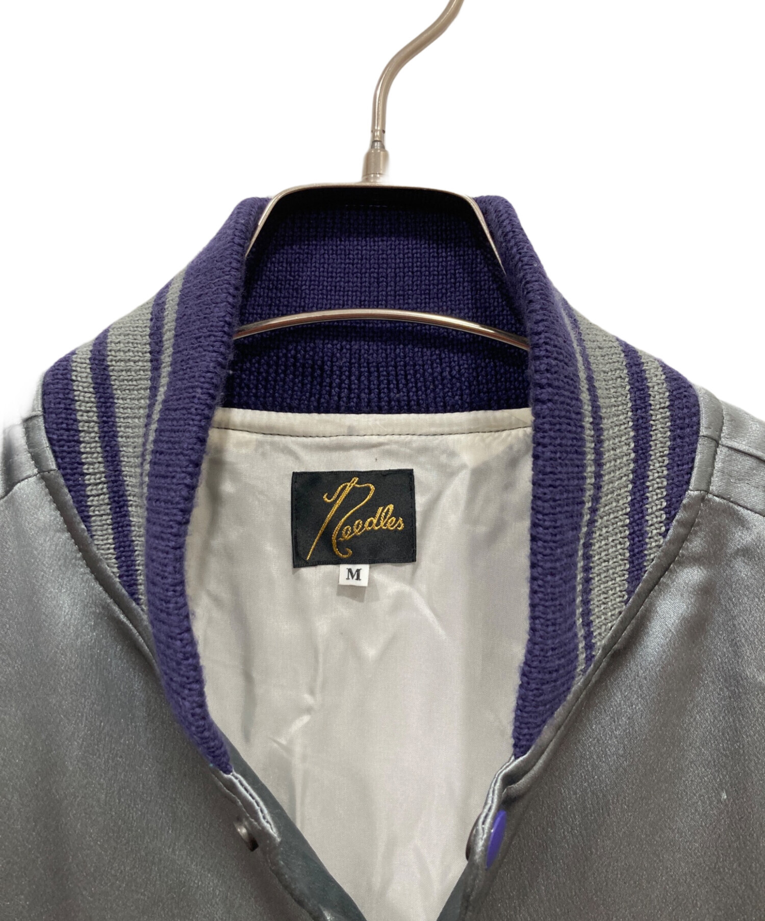 中古・古着通販】Needles (ニードルズ) SATIN AWARD JACKET グレー