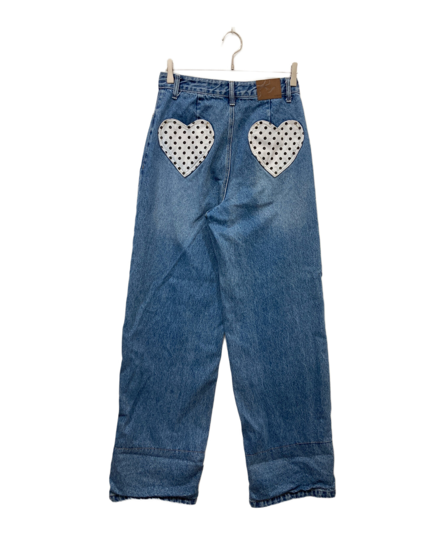 ronron デニム　ドット 中古・古着通販】ronron (ロンロン) PATCH ROLL UP DENIM PANTS WHITE