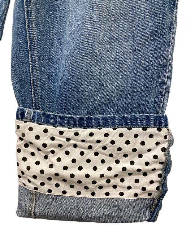ronron デニム　ドット 中古・古着通販】ronron (ロンロン) PATCH ROLL UP DENIM PANTS WHITE