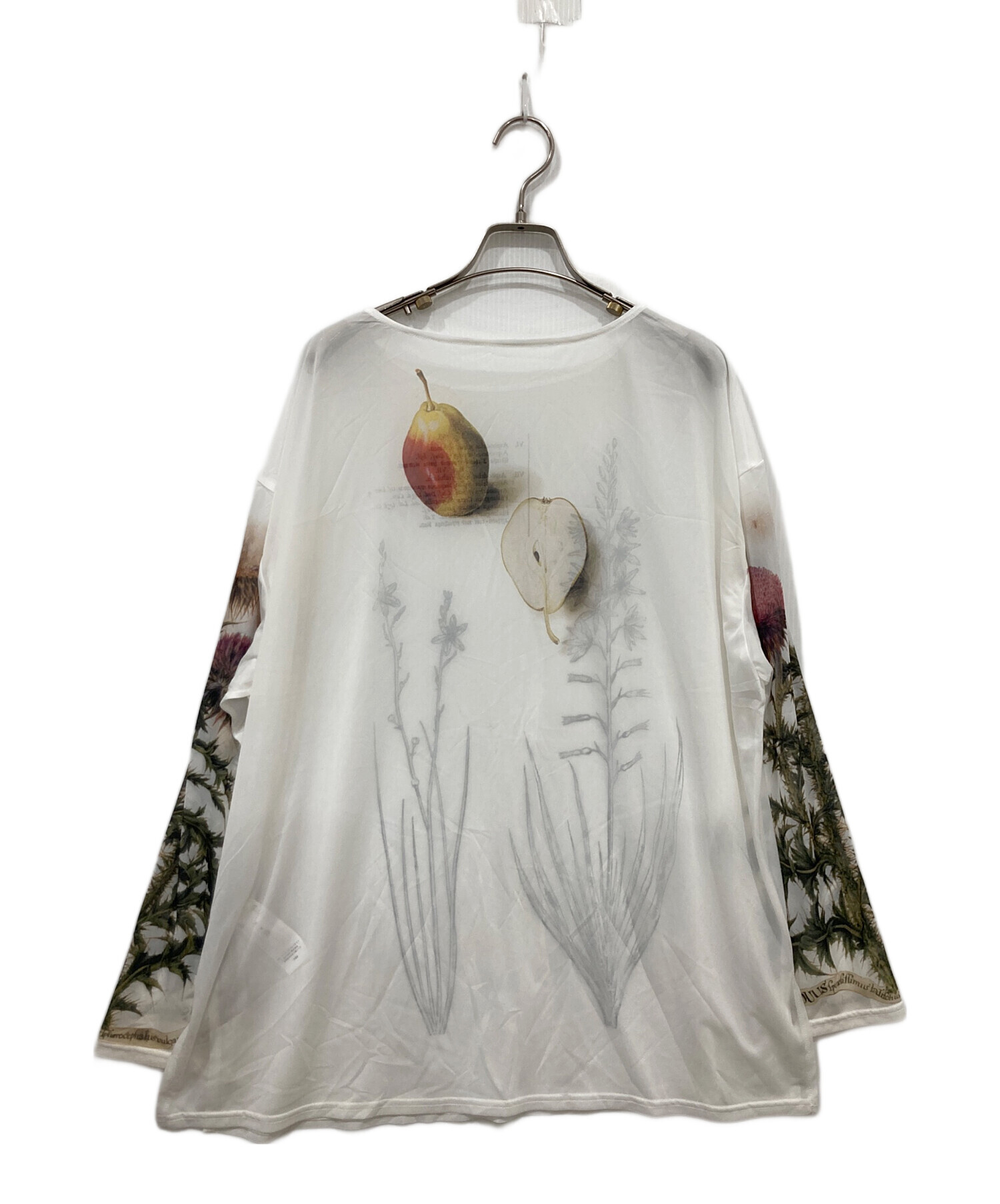 中古・古着通販】Ameri (アメリ) 花柄シアー長袖カットソー ホワイト 