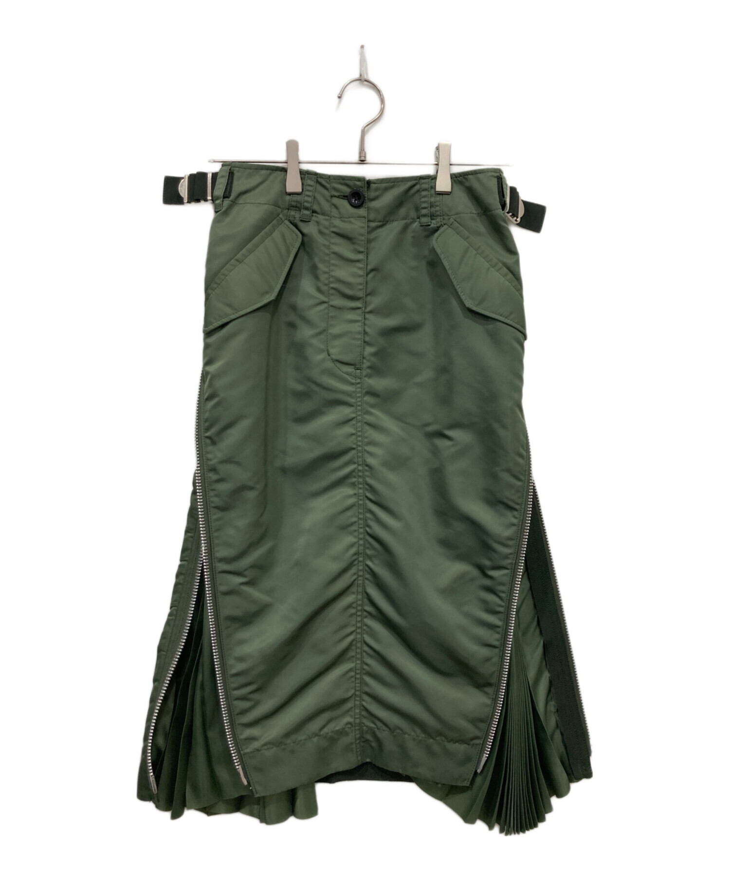 スカート sacai / Nylon Twill Mix Skirt 中古・古着通販】sacai (サカイ) Nylon Twill Mix Skirt カーキ