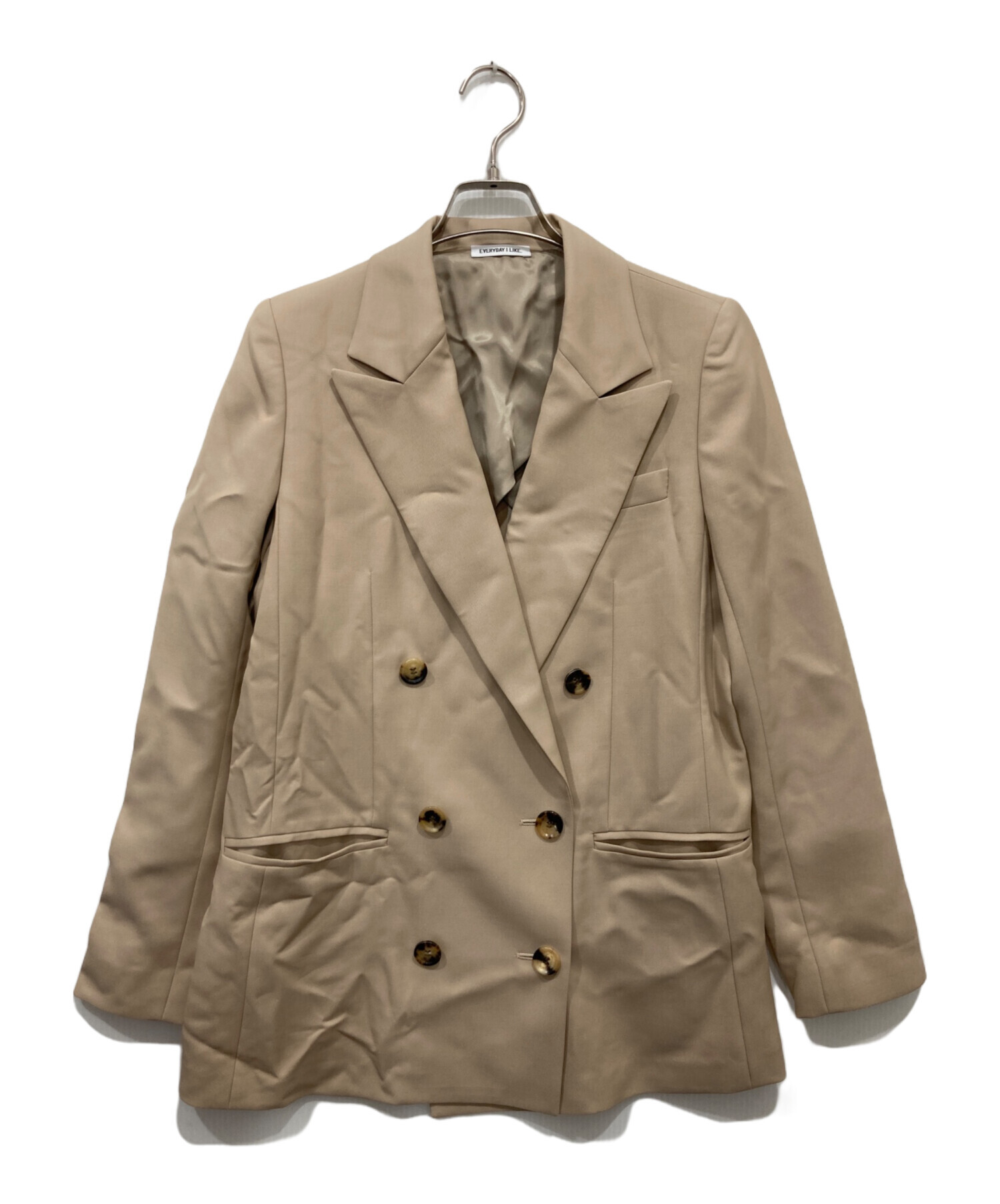 美品♡【EVERYDAY I LIKE】ダブルジャケット ベージュ 36サイズ 中古・古着通販】EVERYDAY I LIKE. (エヴリデイ アイ ライク) ダブル