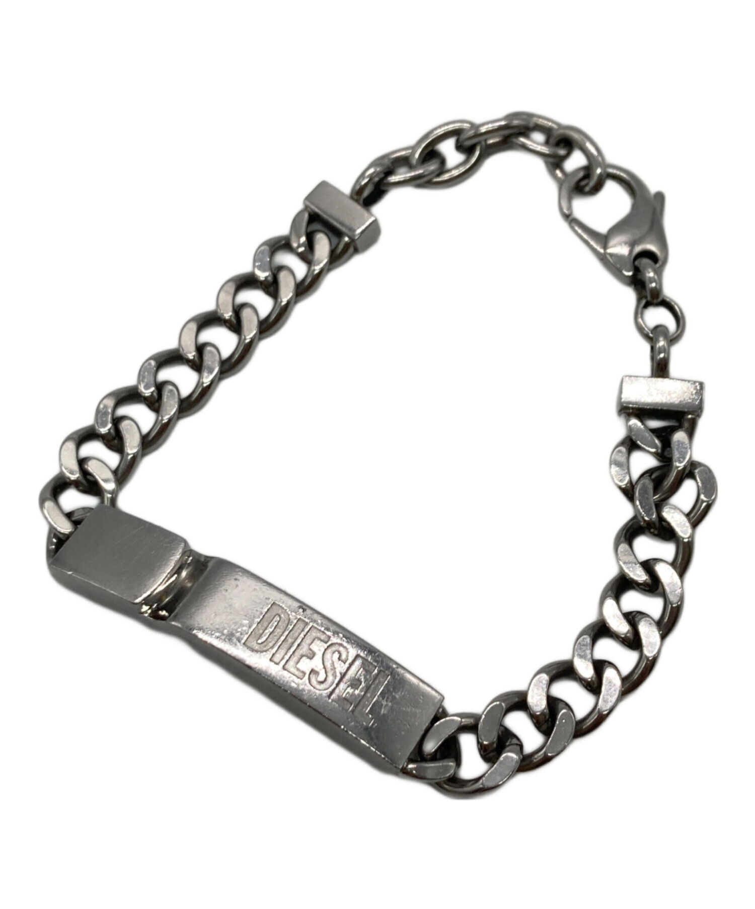 未使用 DIESEL ディーゼル ブレイブマンシルバーブレスレット 高級感あり 中古・古着通販】DIESEL (ディーゼル) ロゴプレートブレスレット