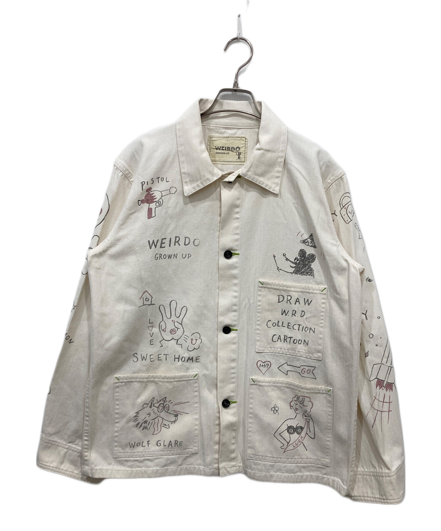 中古・古着通販】WEIRDO (ウィアード) ペイントカバーオール ホワイト