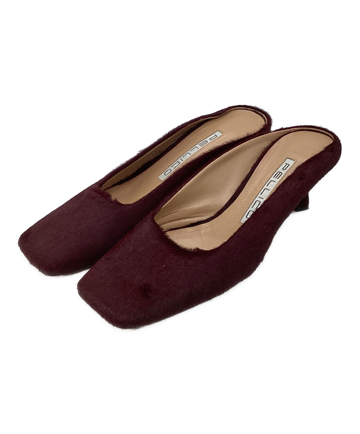 中古・古着通販】PELLICO (ペリーコ) スクエアハラコフラットパンプス