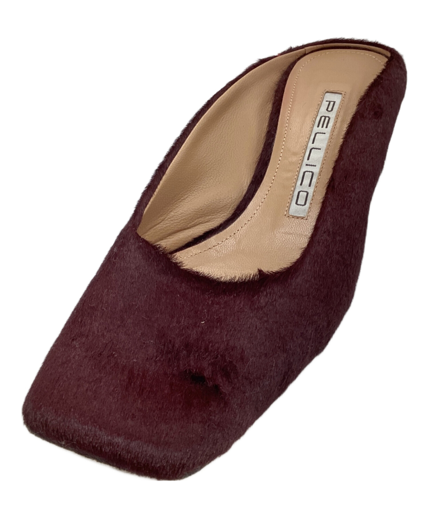 中古・古着通販】PELLICO (ペリーコ) スクエアハラコフラットパンプス