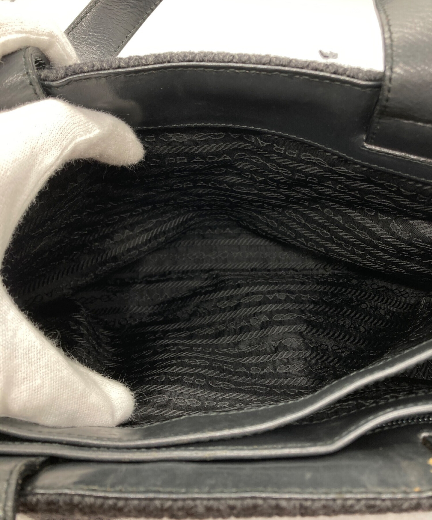 PRADA ハンドバッグ ニット レザー org.jpg