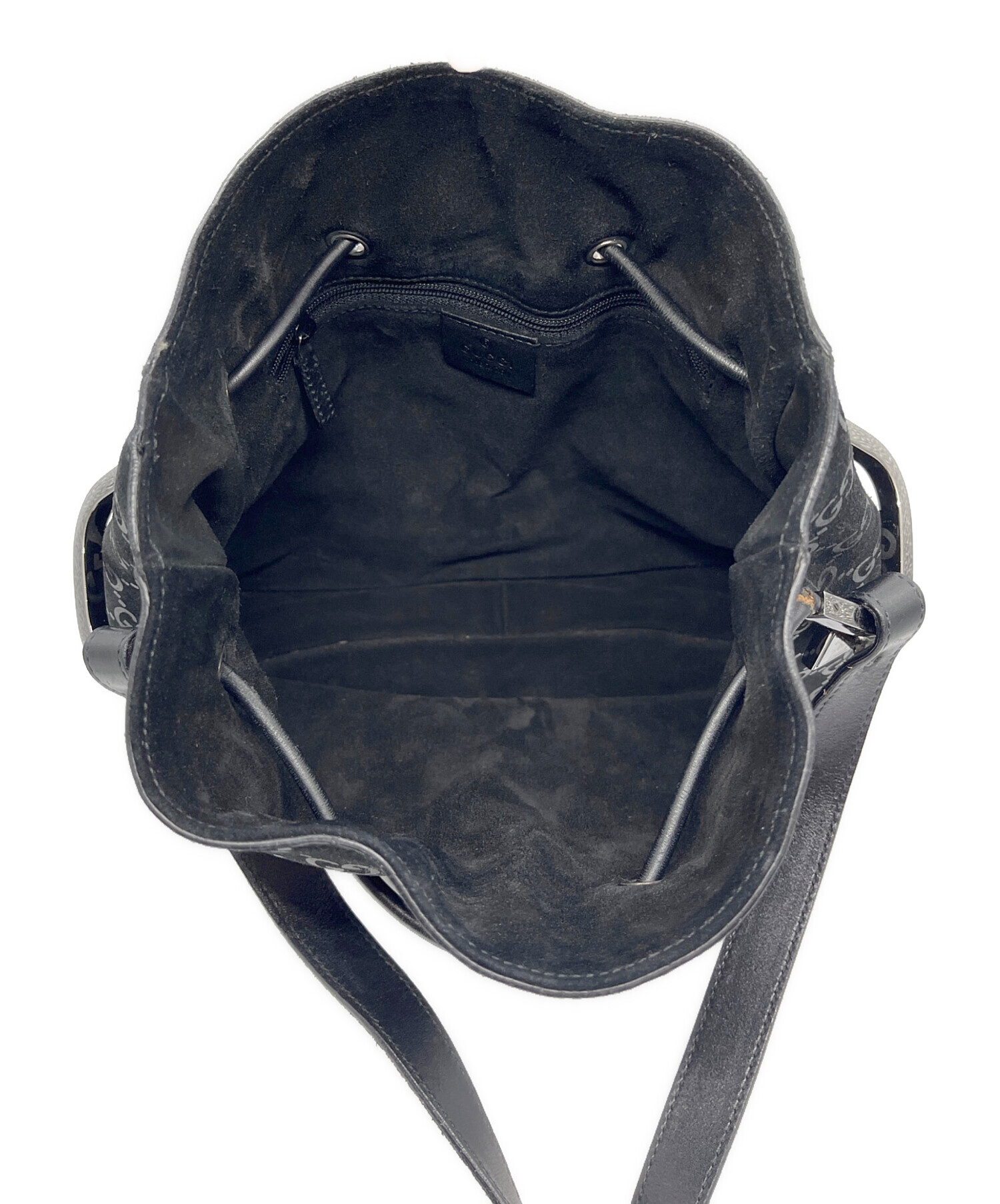 中古・古着通販】GUCCI (グッチ) ワンショルダー巾着 バッグ ブラック 