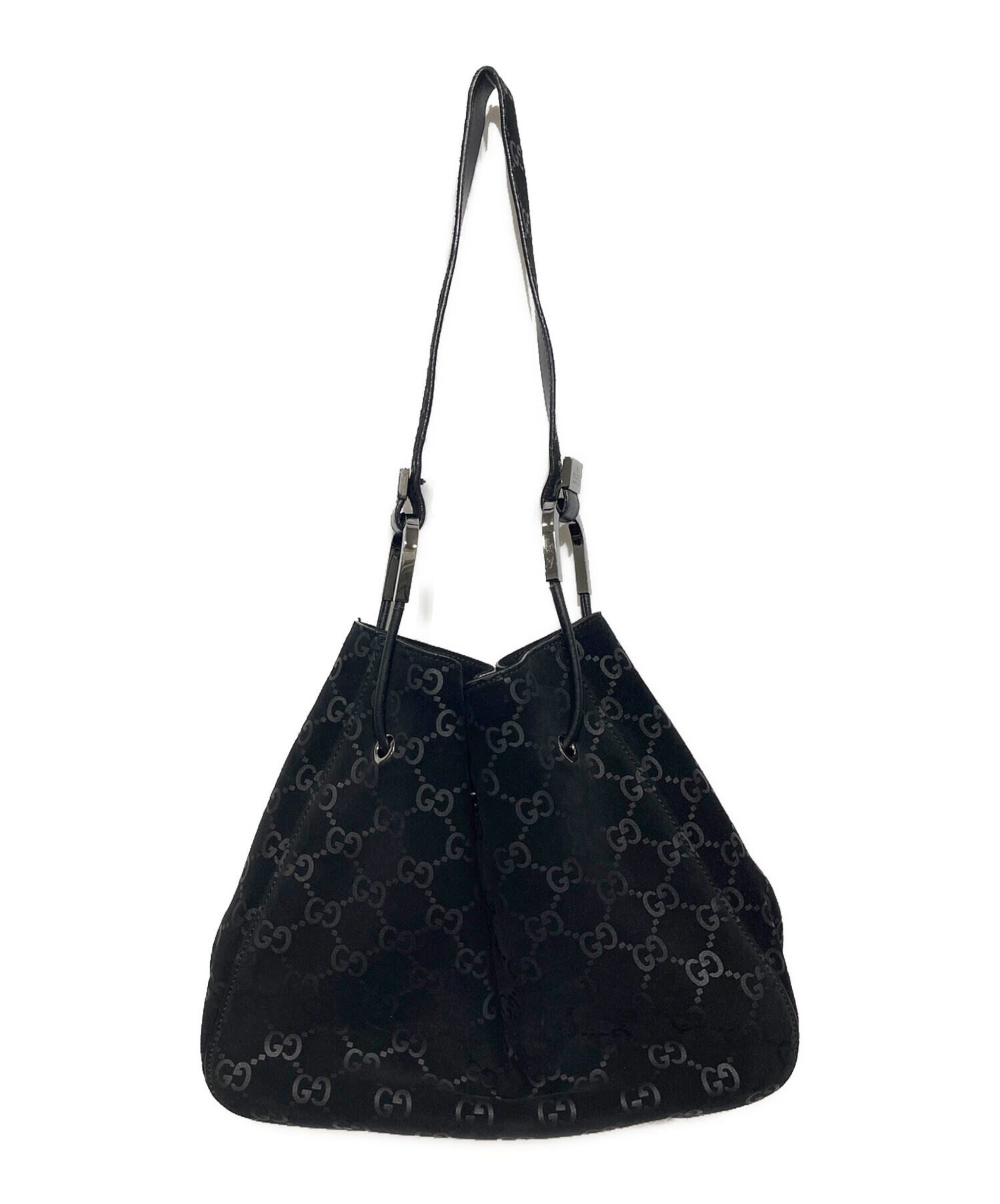 中古・古着通販】GUCCI (グッチ) ワンショルダー巾着 バッグ ブラック 