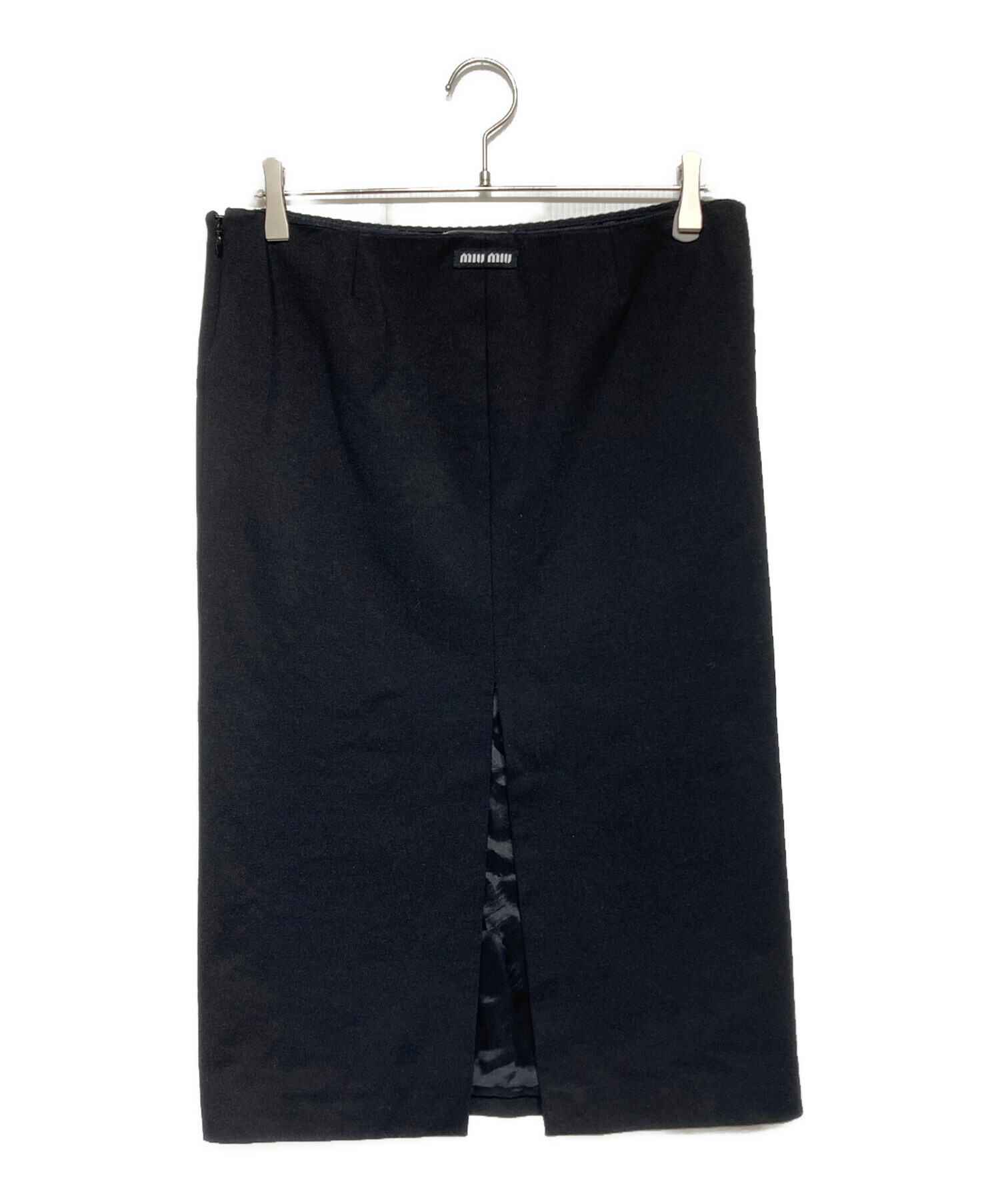 【美品】MIU MIU Long Skirt サイズ40 ロゴ 中古・古着通販】MIU MIU (ミュウミュウ) Long Skirt ブラック サイズ