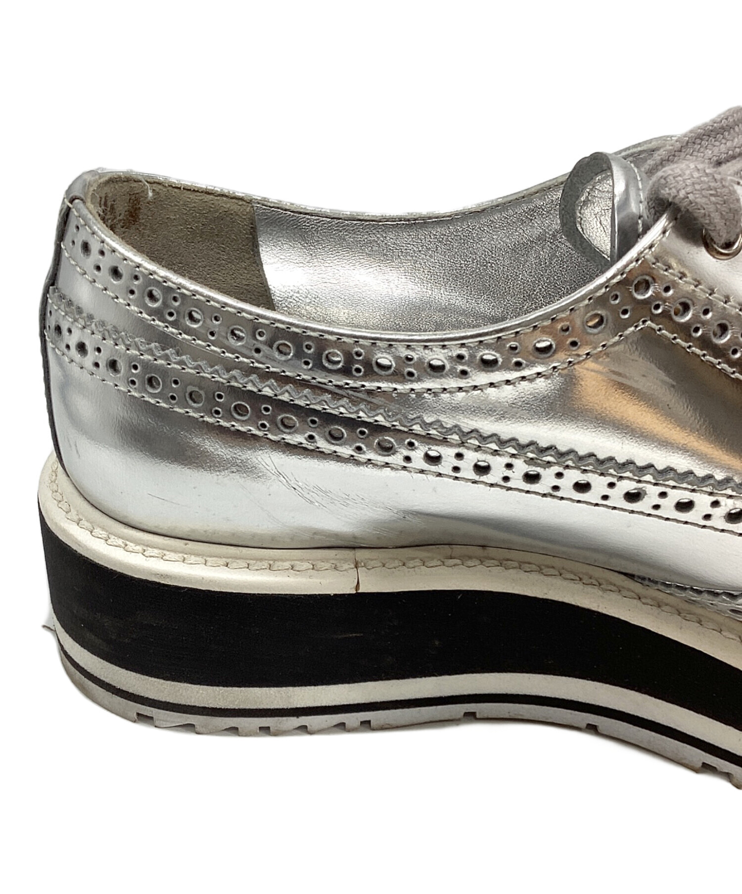 中古・古着通販】PRADA (プラダ) 厚底ウィングチップシューズ シルバー