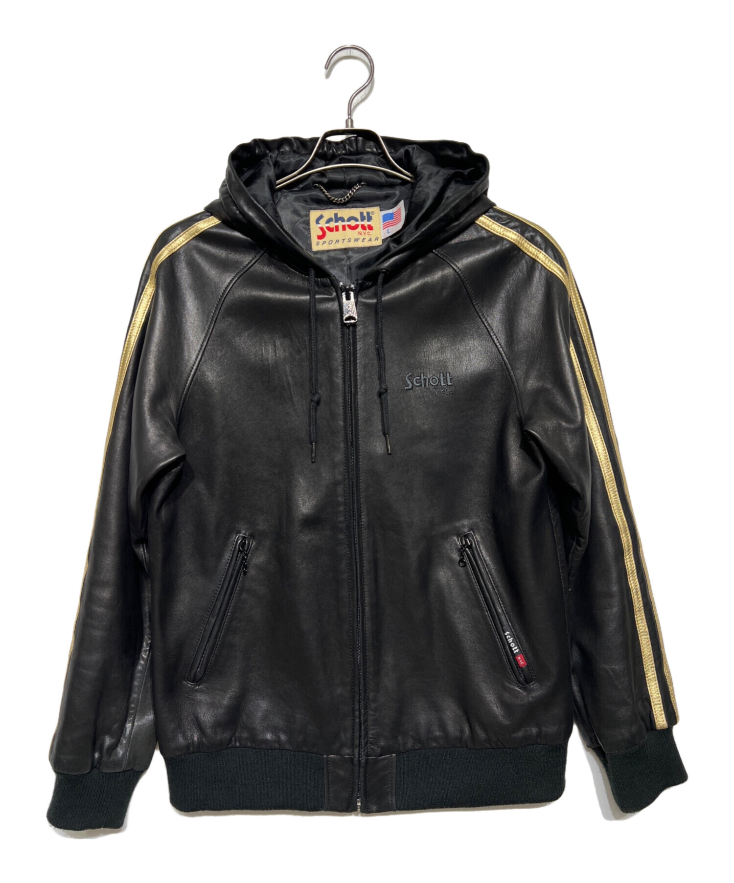 美品 Schott ラムレザー トラックジャケット サイズ M ブラック 楽天市場】ショット Schott ラムレザー トラックジャケット 2 ライン