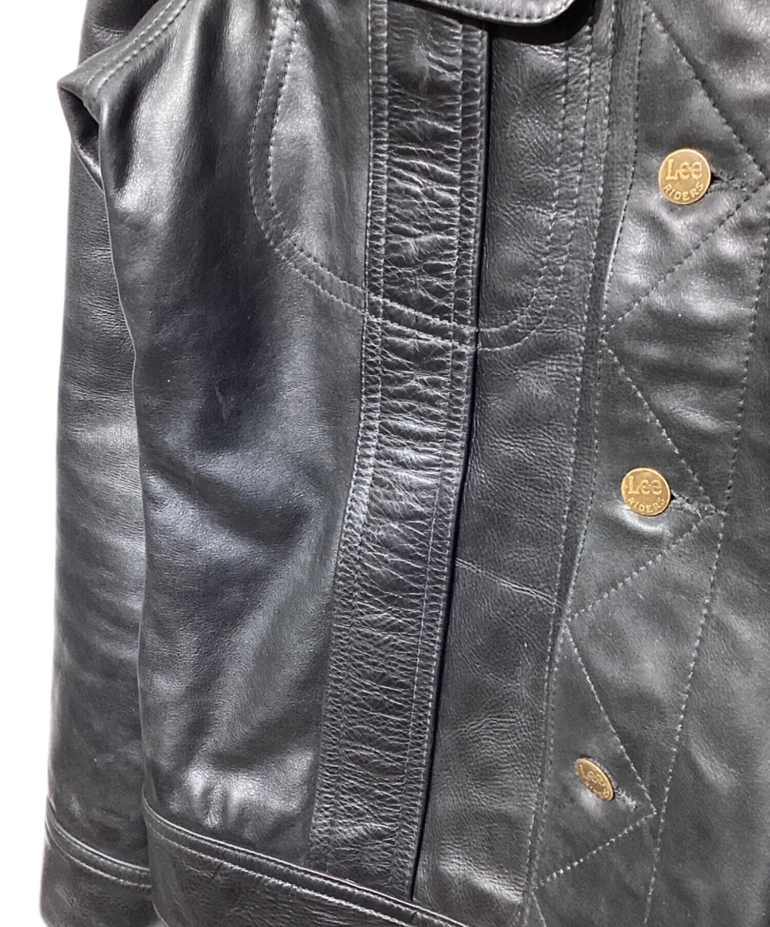 中古・古着通販】LEE (リー) カウレザートラッカージャケット ブラック