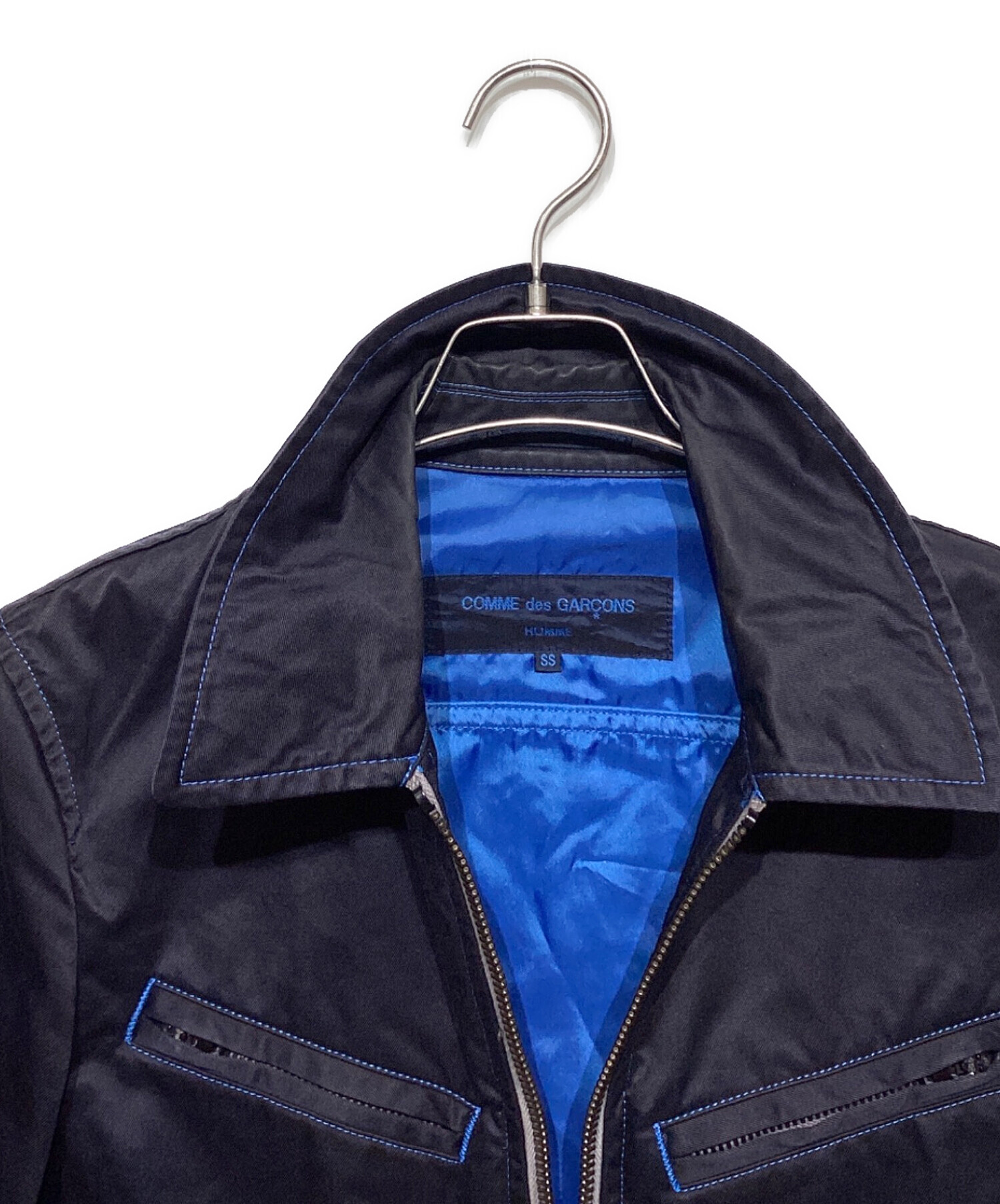 コムデギャルソン　クッション入りジップアップジャンパー COMME des GARCONS HOMME ネイビー ジップアップジャンパー