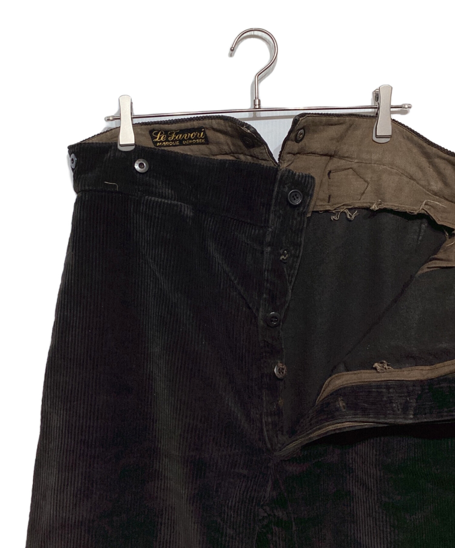 1940's Le Favori 太畝ブラックコーデュロイワークパンツ ヴィンテージ