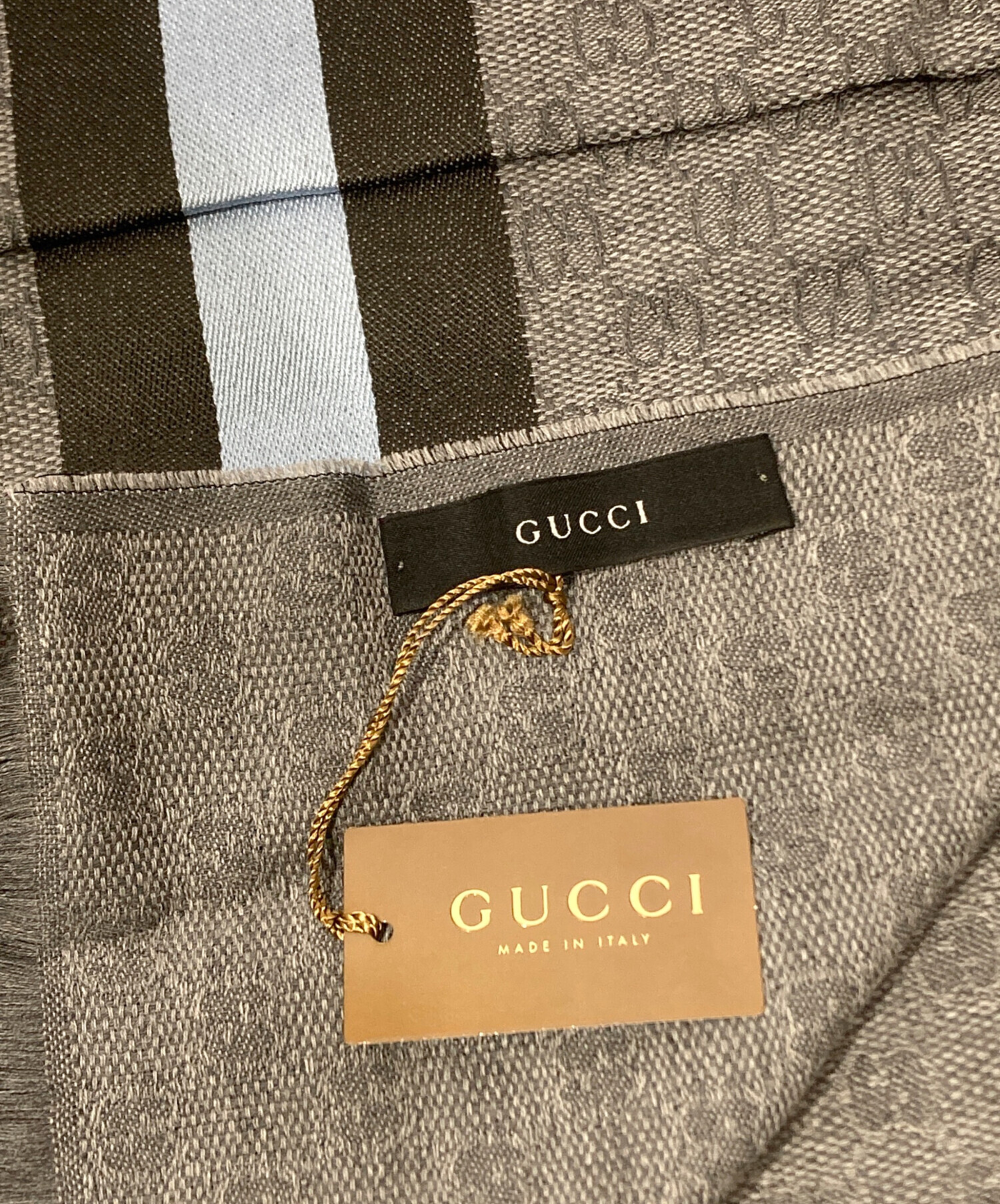 中古・古着通販】GUCCI (グッチ) GG柄 シェリーライン ストール グレー