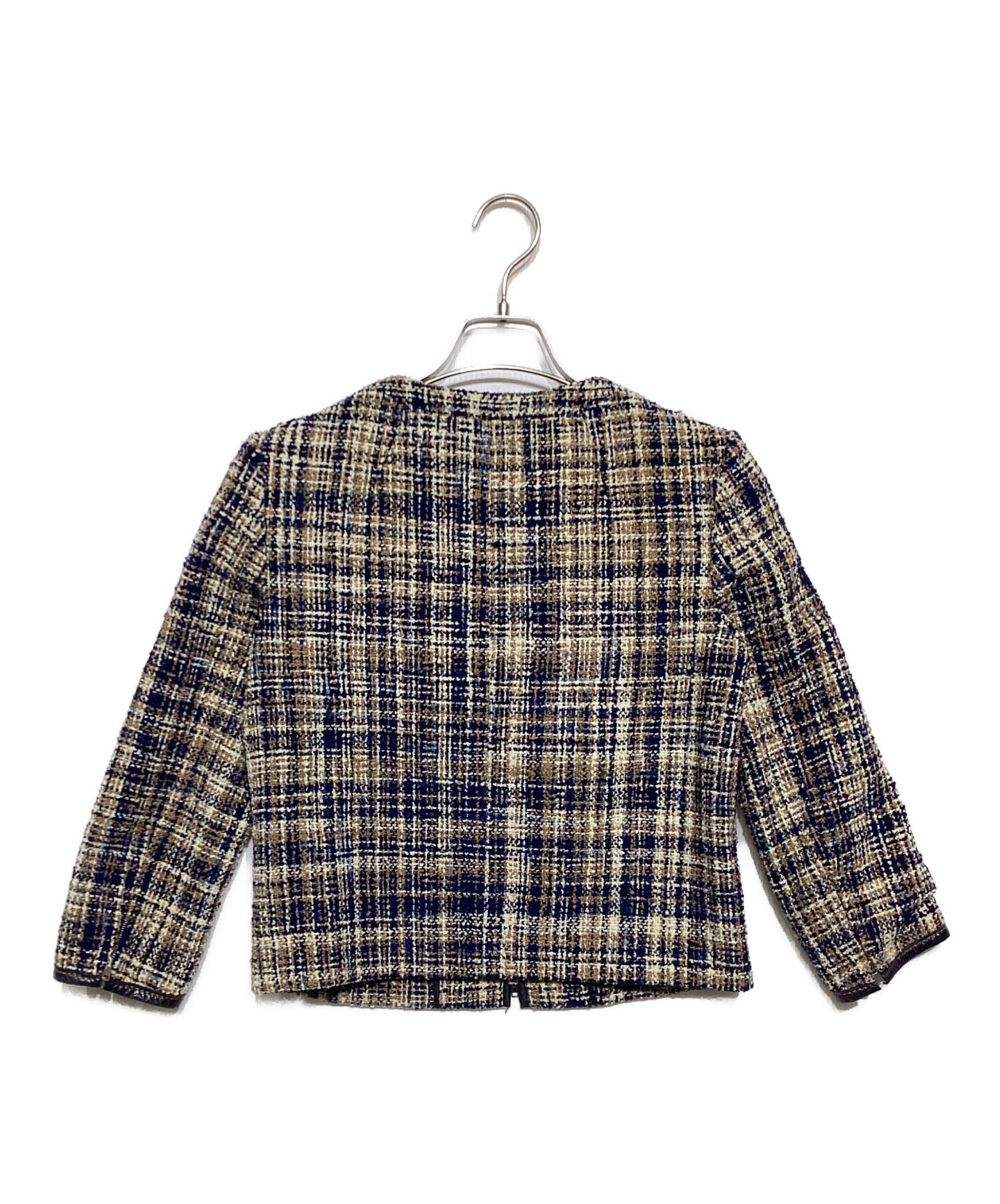 中古・古着通販】MIU MIU (ミュウミュウ) レザーパイピング ツイード 