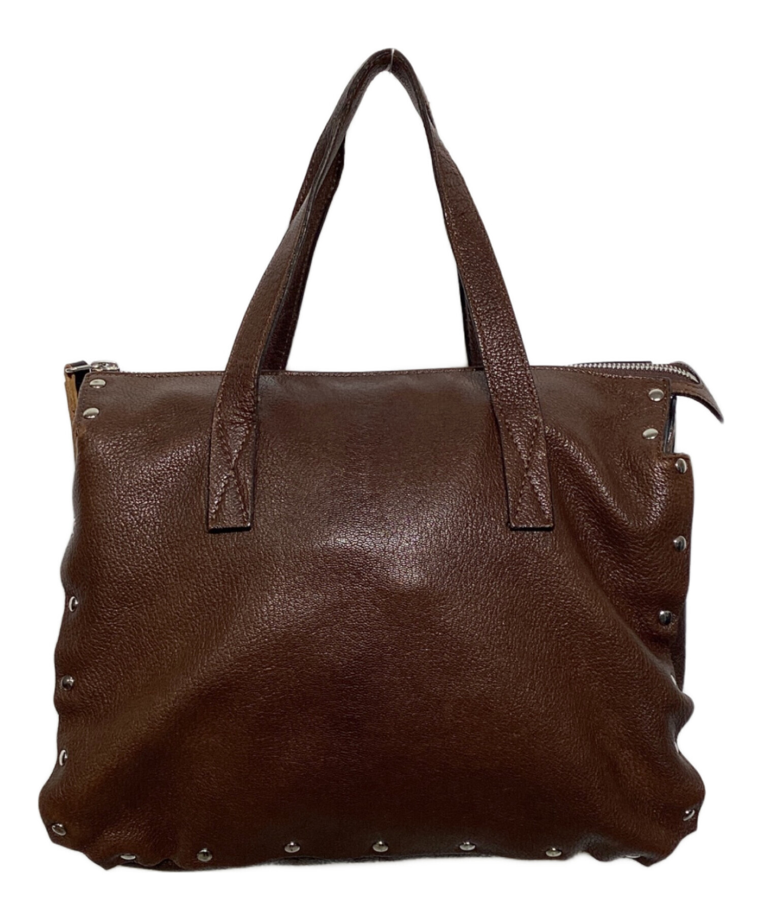 中古・古着通販】MARNI (マルニ) スタッズレザーハンドバッグ ブラウン 