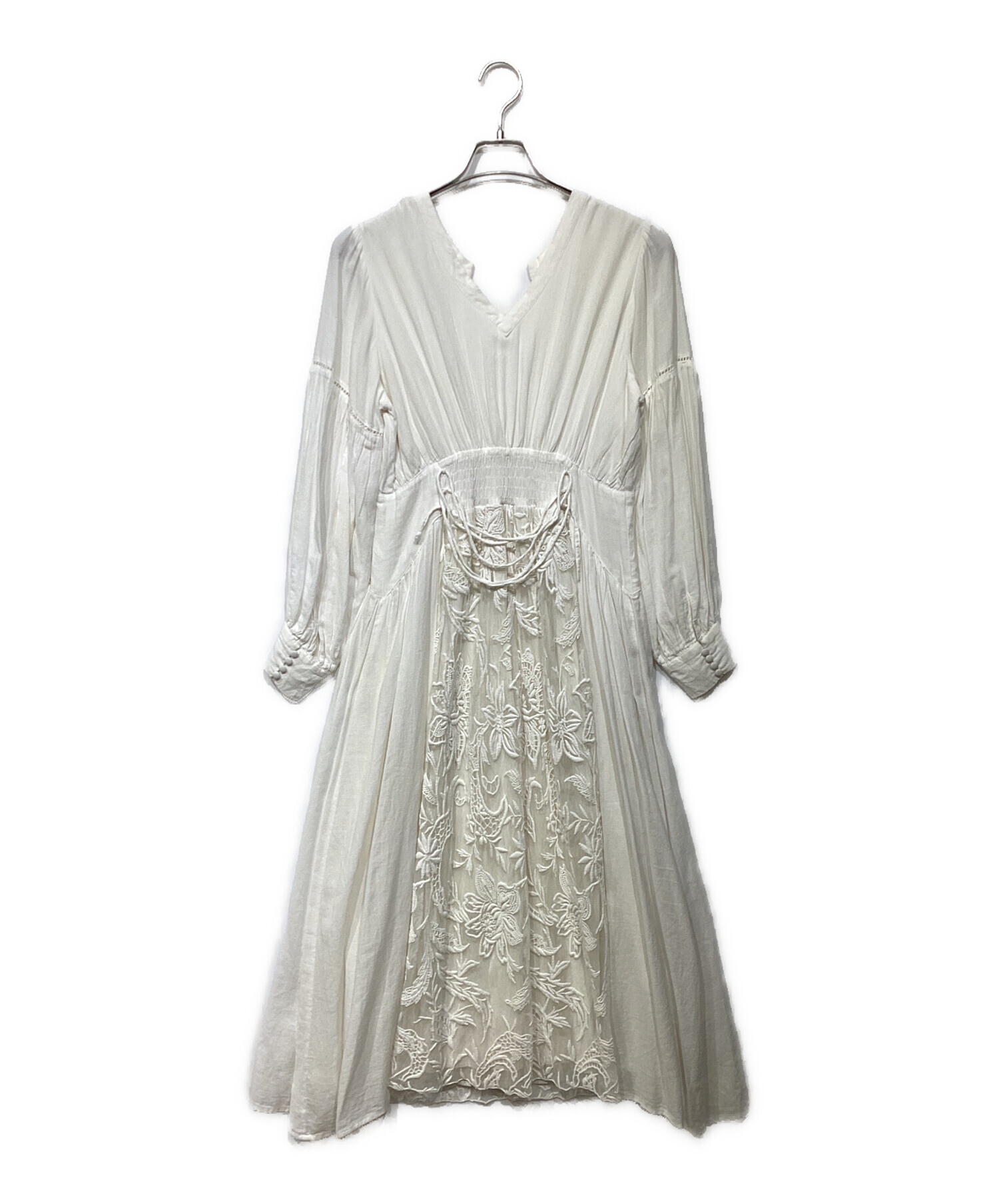 中古・古着通販】Ameri (アメリ) SHIRRING PLEATS DRESS ホワイト 