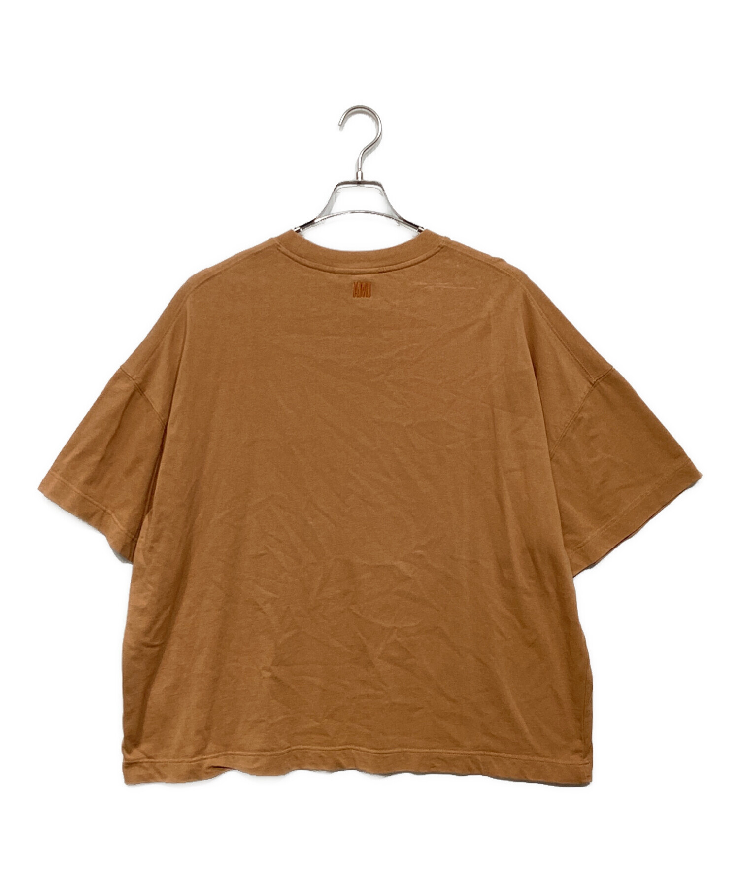 中古・古着通販】ami (アミ) ロゴ刺繍Tシャツ ブラウン サイズ:XL 