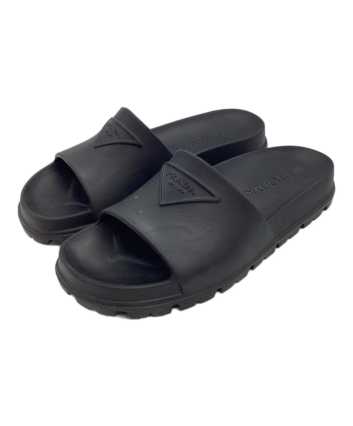 中古・古着通販】PRADA (プラダ) ラバースライドサンダル ブラック 