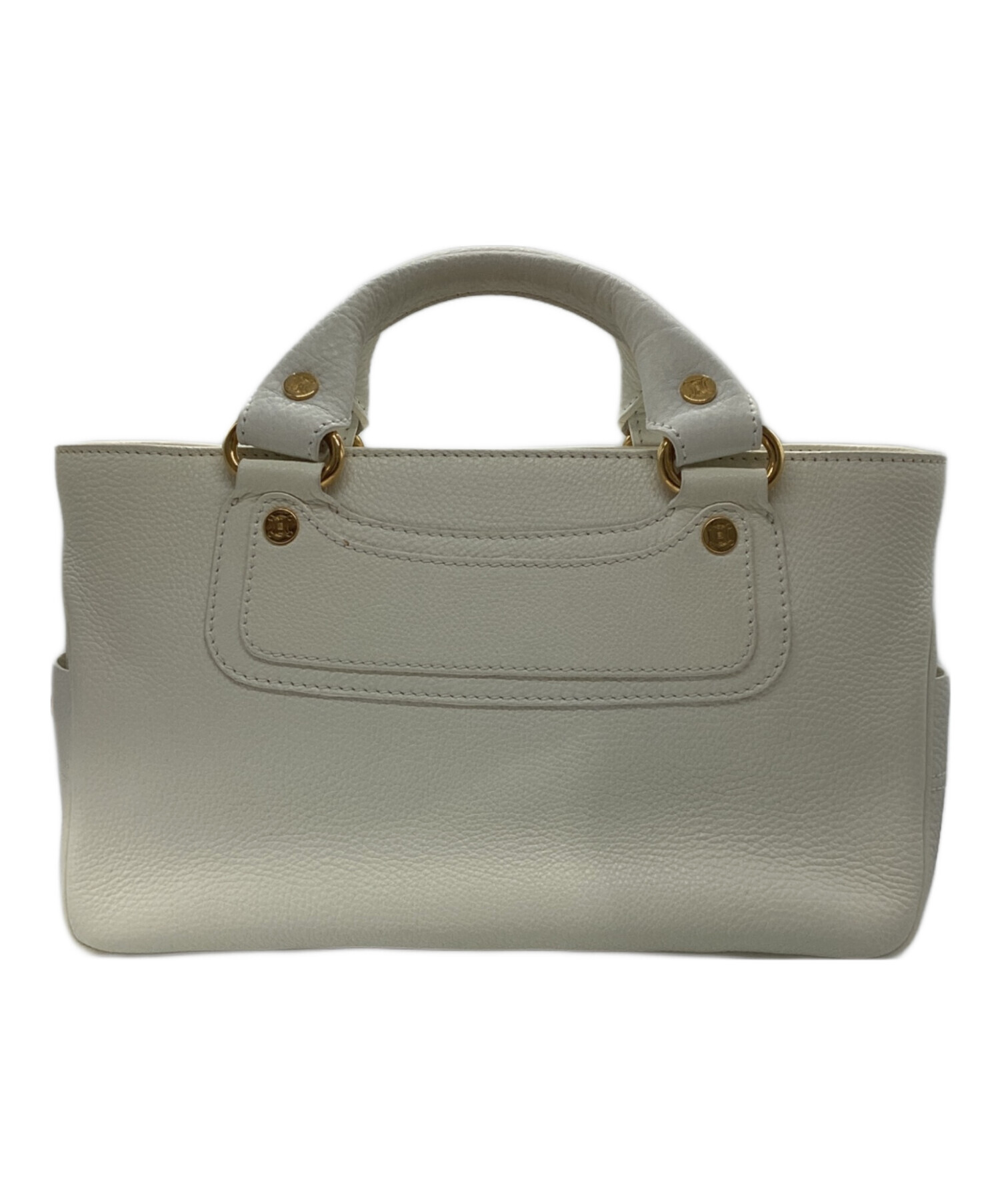 中古・古着通販】CELINE (セリーヌ) レザーハンドバッグ ホワイト 