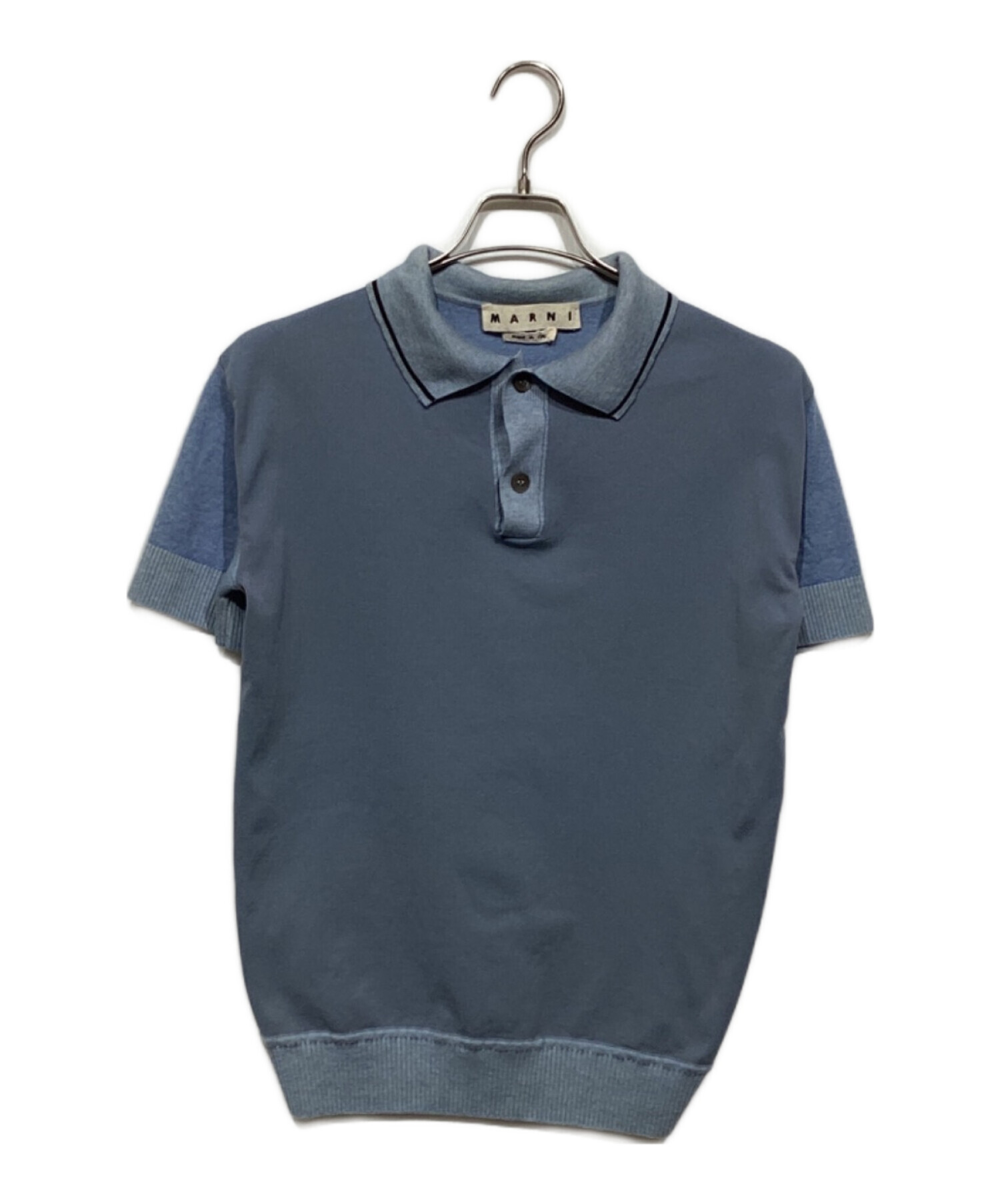 中古・古着通販】MARNI (マルニ) ニットポロシャツ POMG0014GQ ブルー 