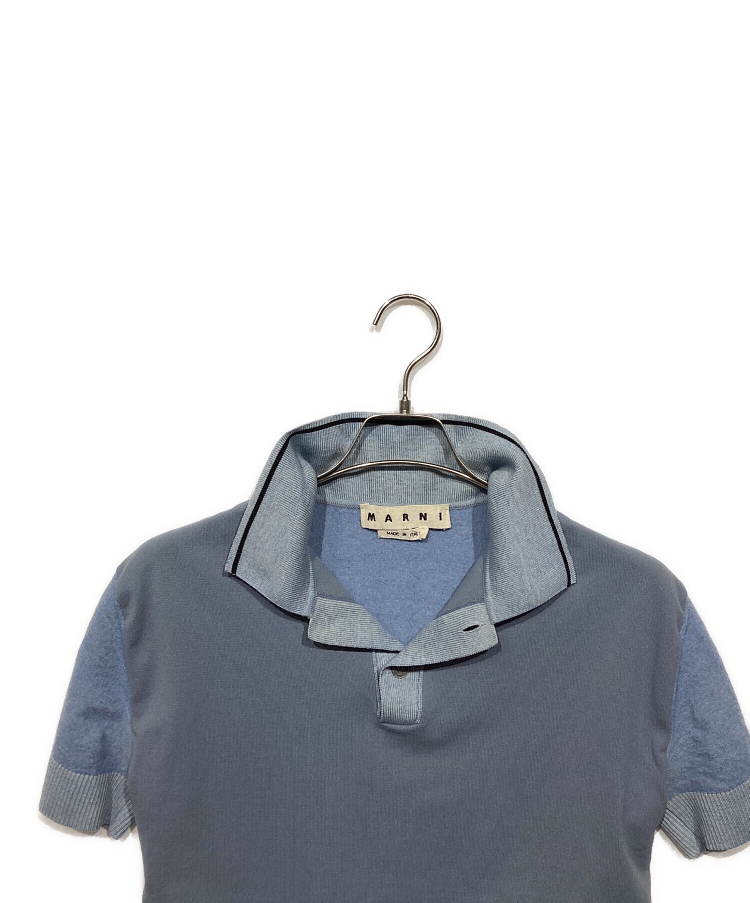 中古・古着通販】MARNI (マルニ) ニットポロシャツ POMG0014GQ ブルー 